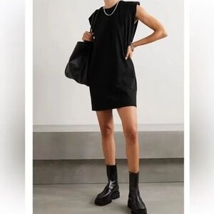 THE FRANKIE SHOP Tina Padded Shoulder Muscle Dress Black Size M
